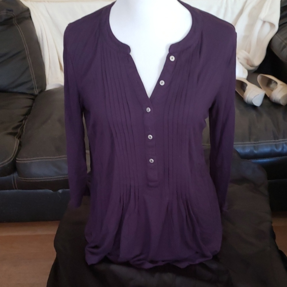Purple button up top